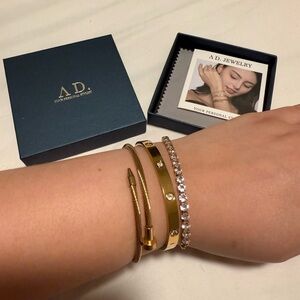 18K Gold Plated Bangle Bracelet Set